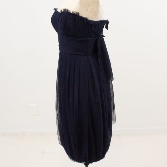 Vera Wang 4 Corset Strapless Tulle Midi Dress Blue - Picture 3 of 15